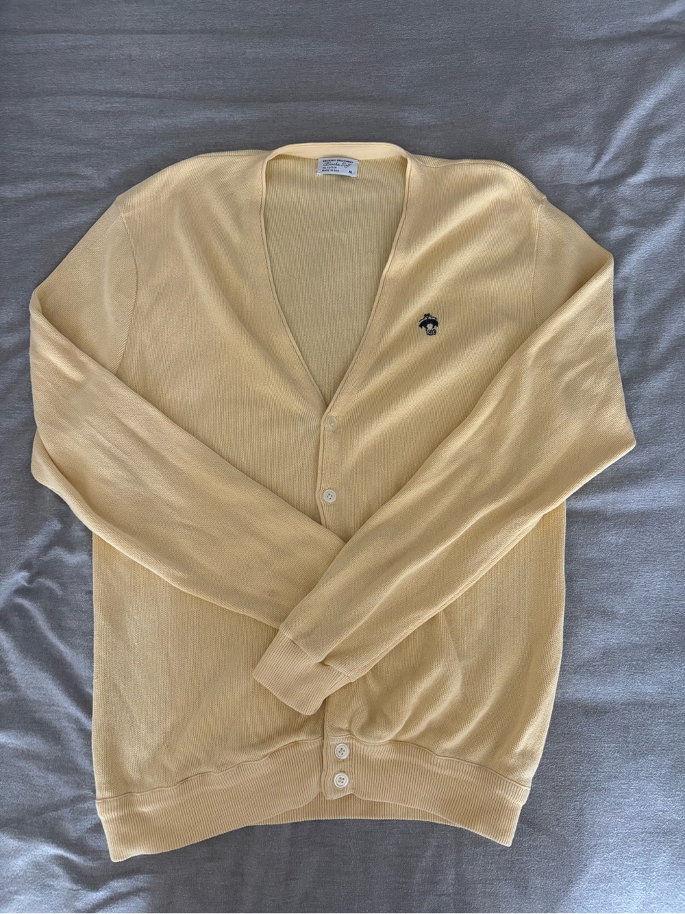 Vintage Brooks Brothers Brooks Golf Yellow Made in USA Cardigan